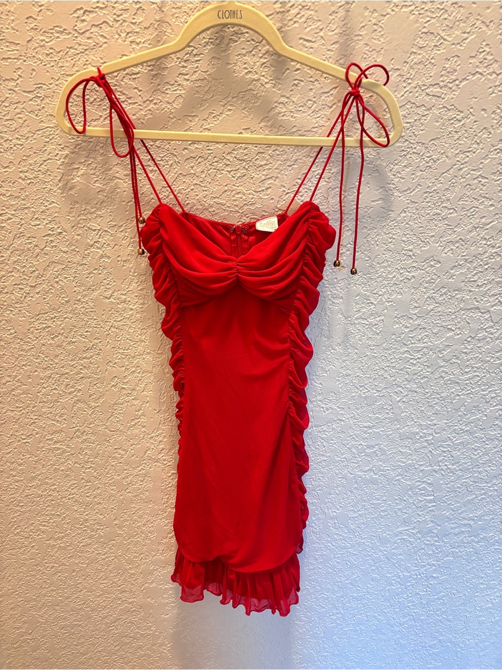 Selfie Leslie cherry red mini ruched dress